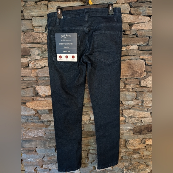 P D & C Mens Dark Blue Slim Fit Stretch Jeans 28 x 30 NWT - Picture 3 of 8